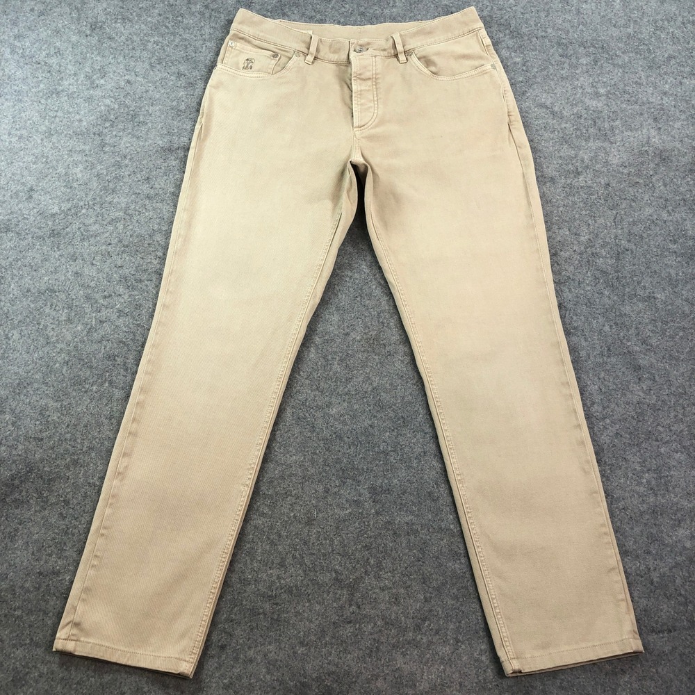 Brunello Cucinelli Mens Jeans EU 50 (32x30) Traditional Slim Straight Tan Italy